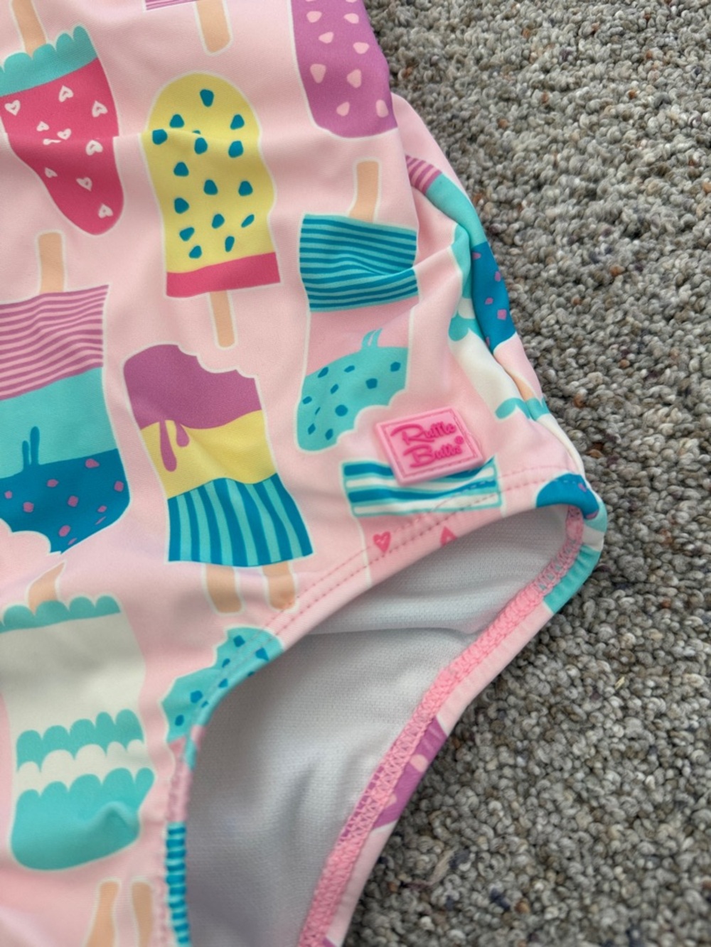 Rufflebutts Ice Cream Social Bow V-Back One Piece Swimsuit 3T - Picture 4 of 8